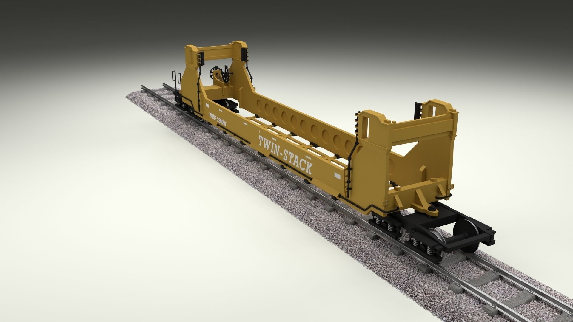 Yellow Train Well Car 3D model_13