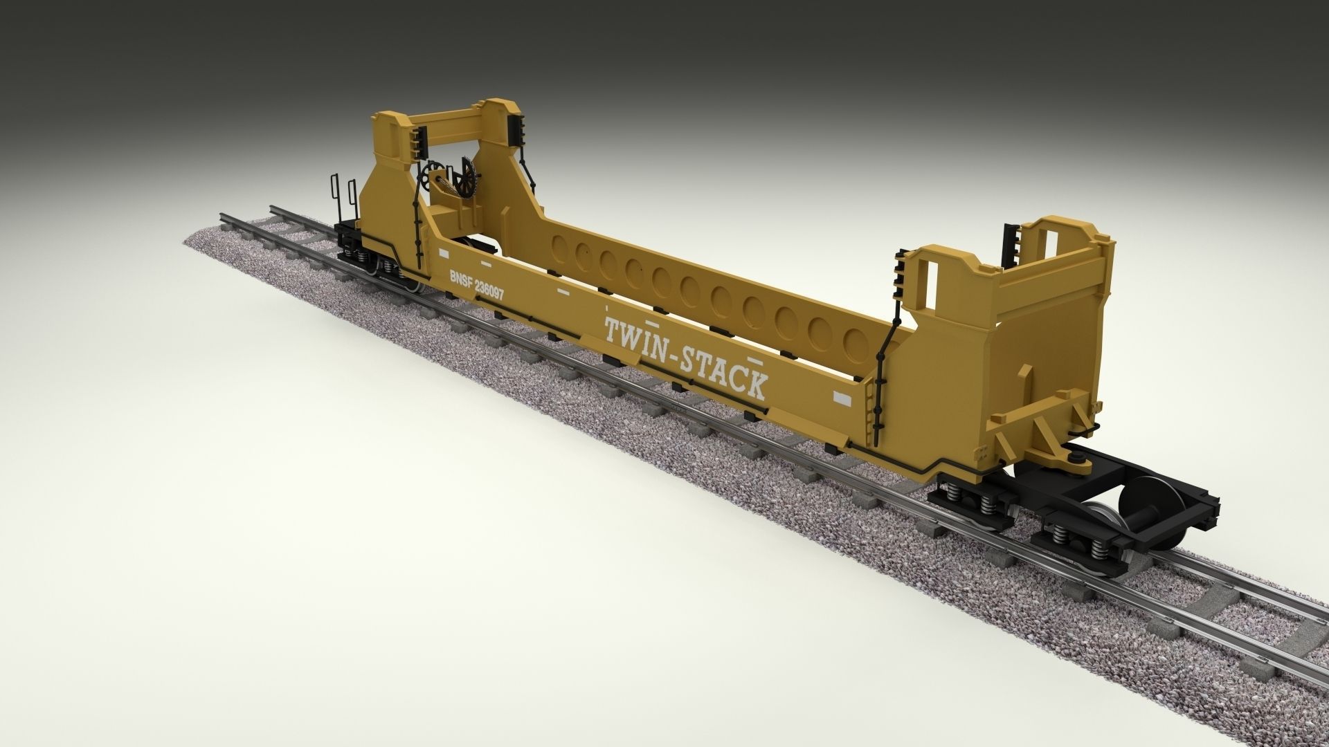 Yellow Train Well Car 3D model_3