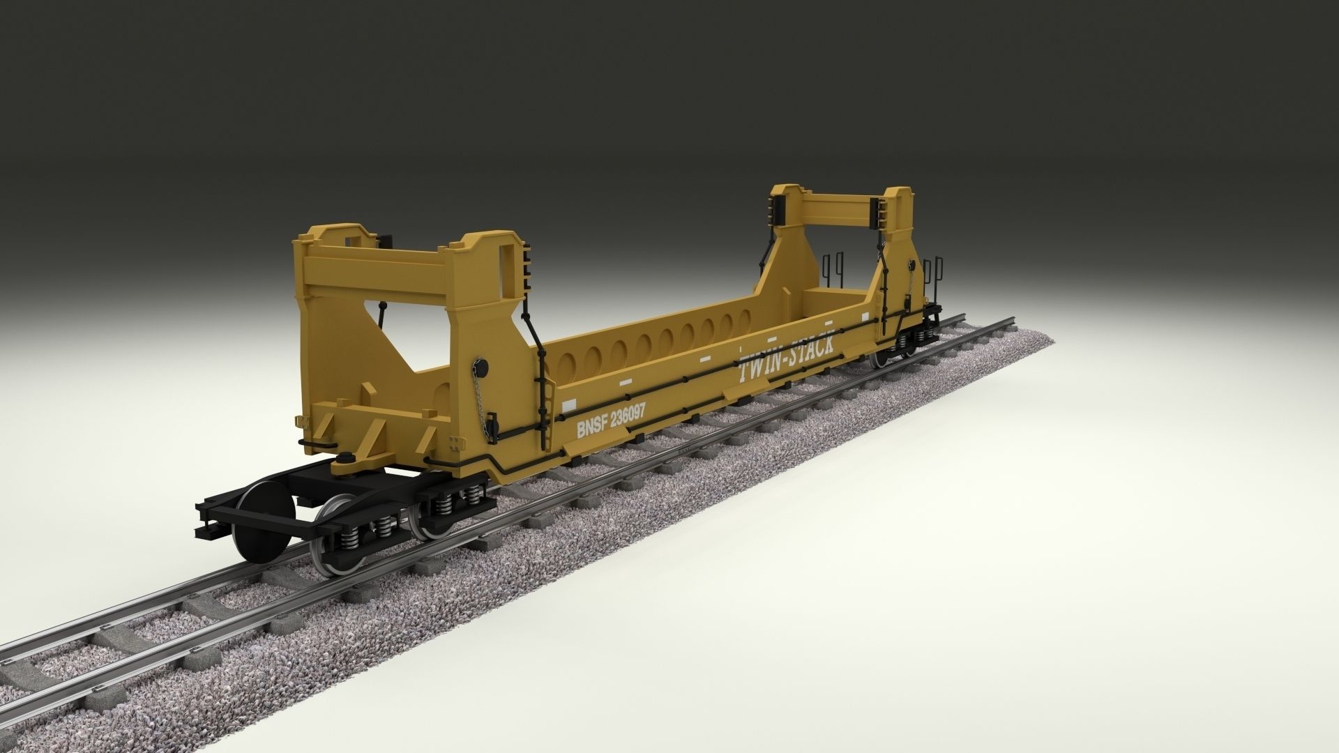 Yellow Train Well Car 3D model_2