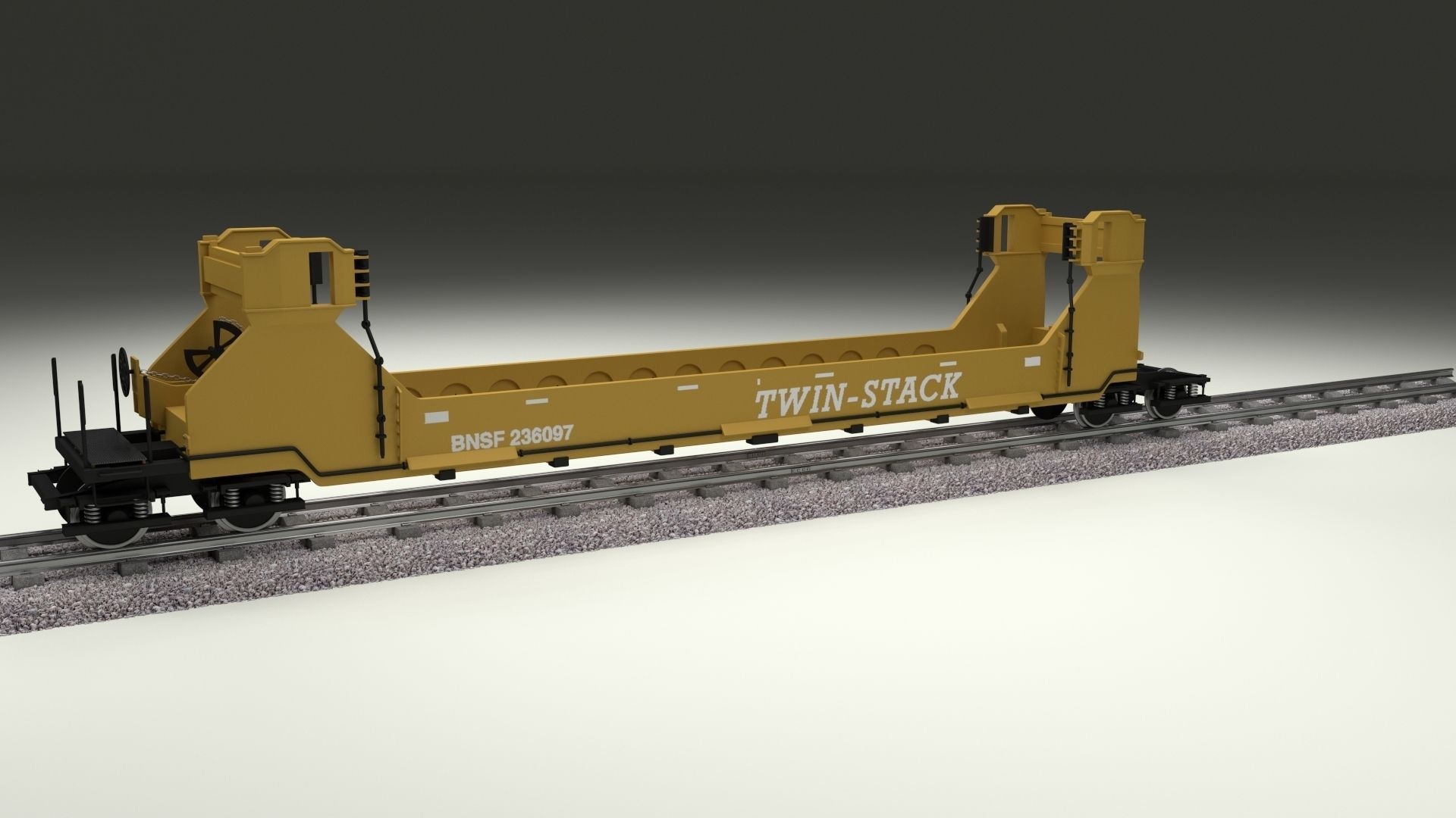 Yellow Train Well Car 3D model_6