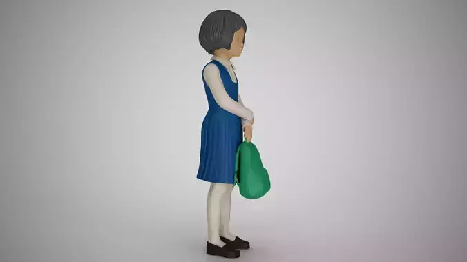 Little School Girl Wait 3D print model