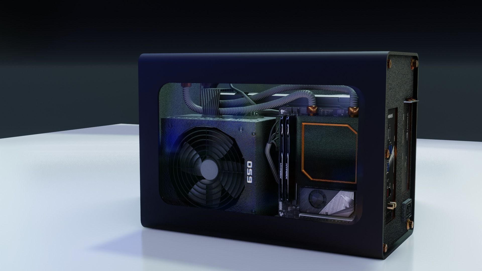 Mini ITX PC Water Cooled 3D model_7