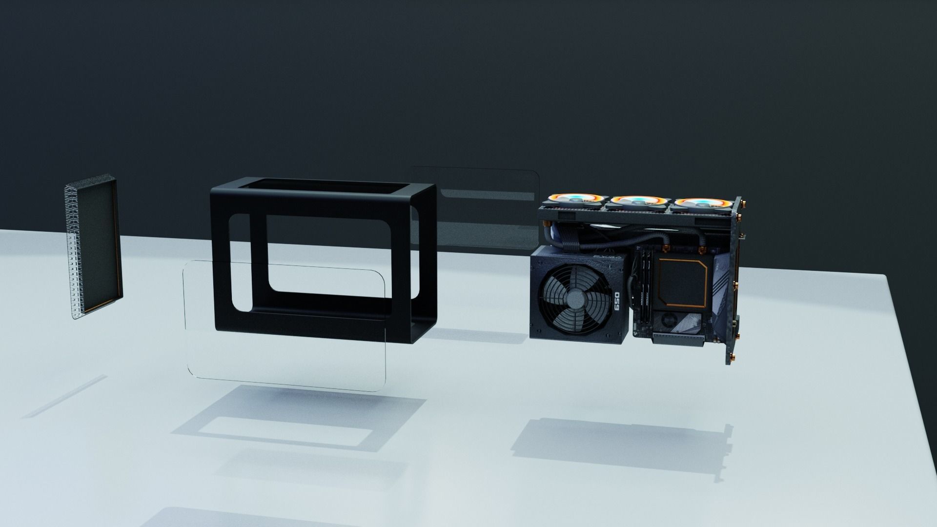 Mini ITX PC Water Cooled 3D model_2