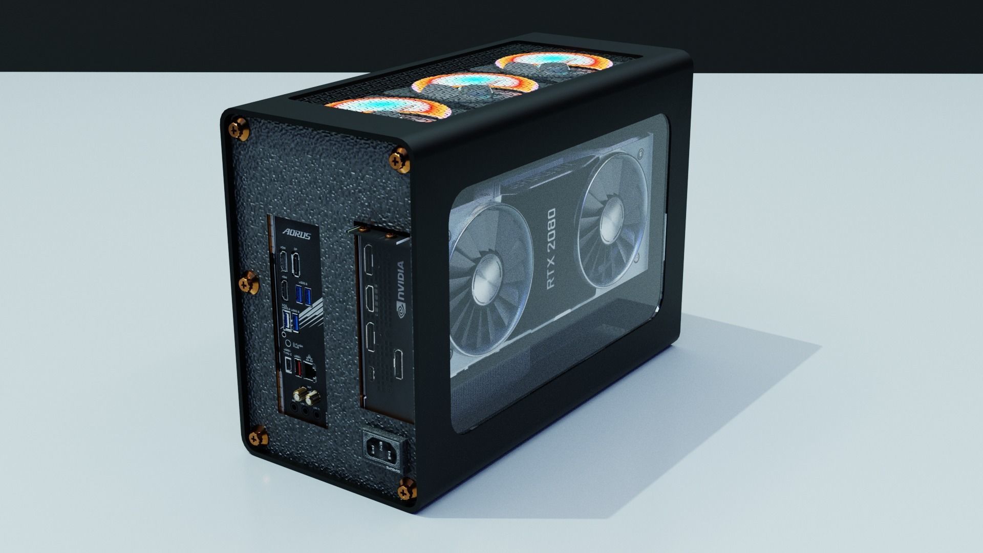 Mini ITX PC Water Cooled 3D model_3