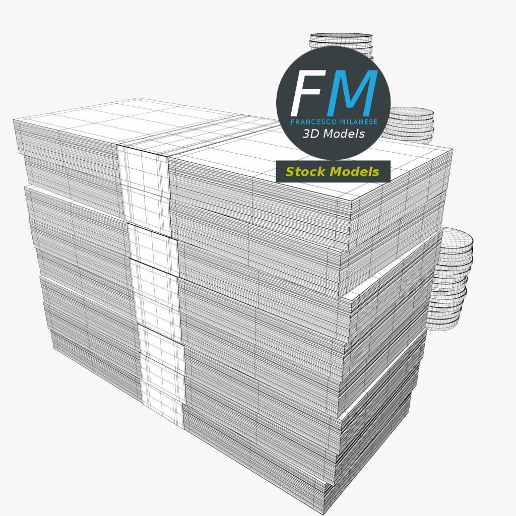 Coins and banknotes 3D model_8