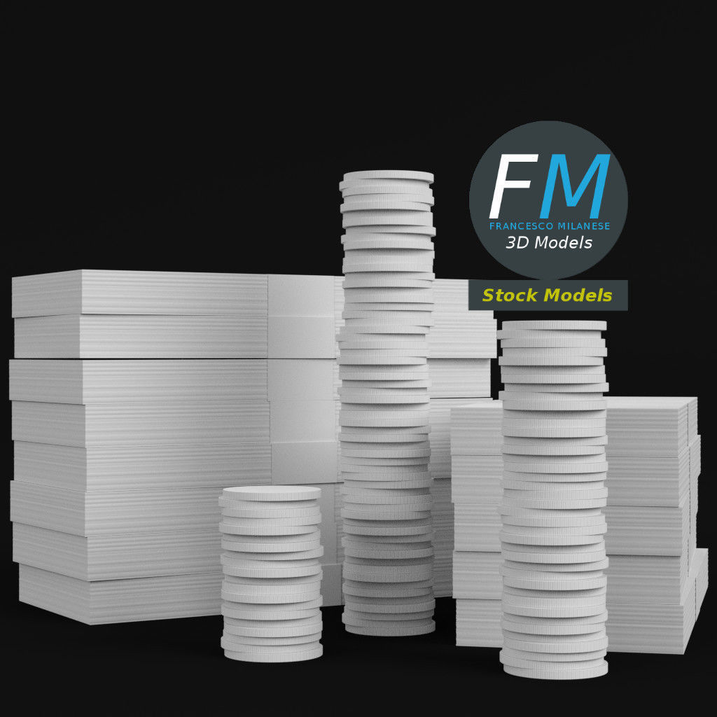 Coins and banknotes 3D model_3