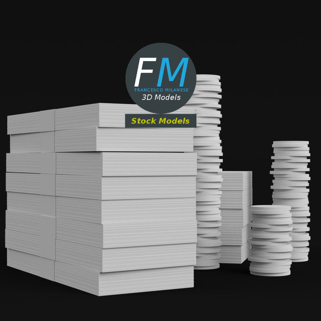 Coins and banknotes 3D model_4