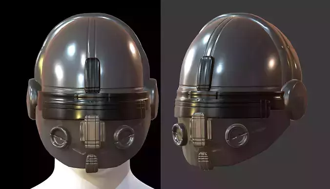 Gas mask helmet 3d model scifi Low-poly 