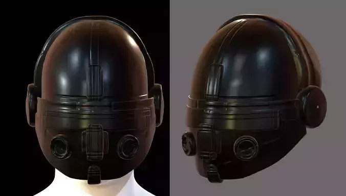 Gas mask helmet 3d model scifi Low-poly 