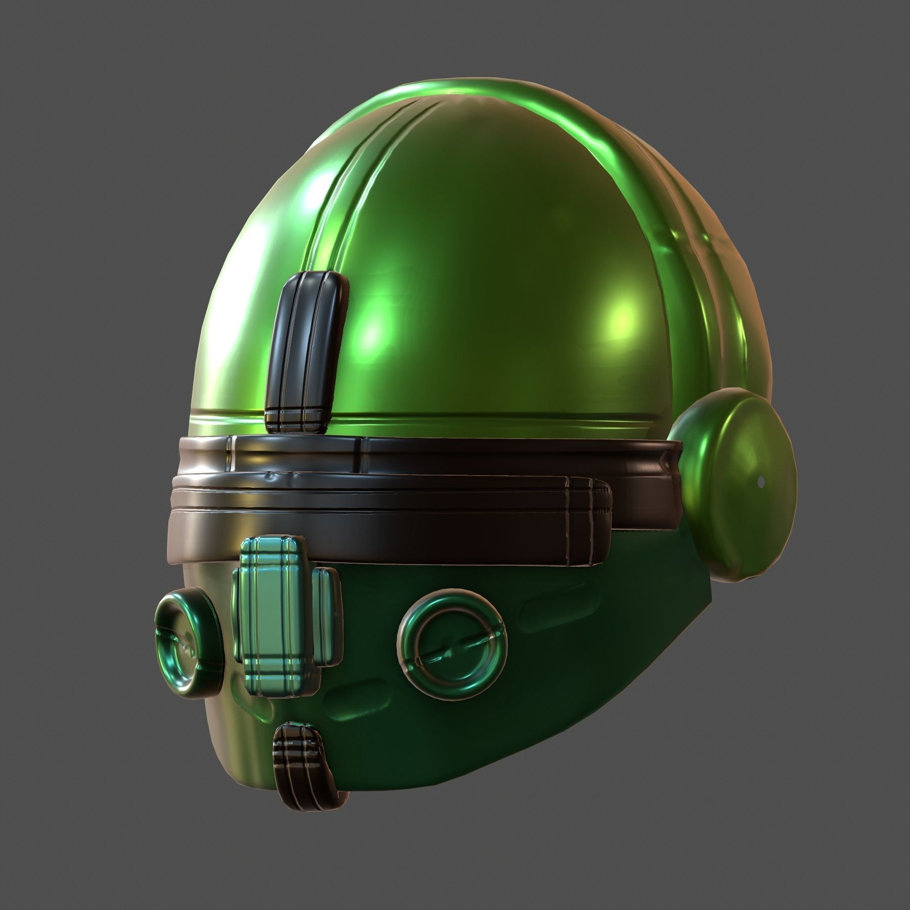 Gas mask helmet 3d model scifi Low-poly Low-poly 3D model_3