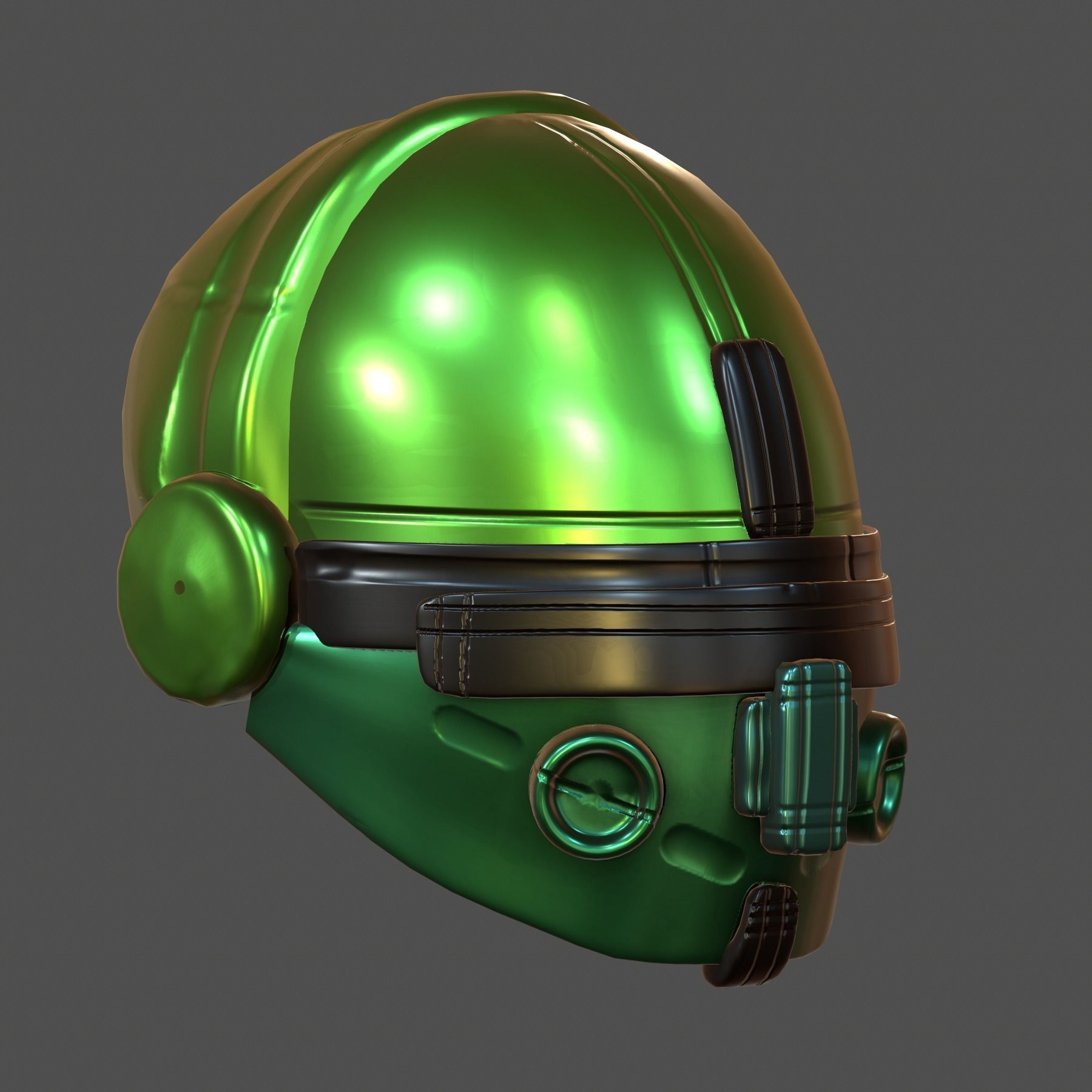 Gas mask helmet 3d model scifi Low-poly Low-poly 3D model_4