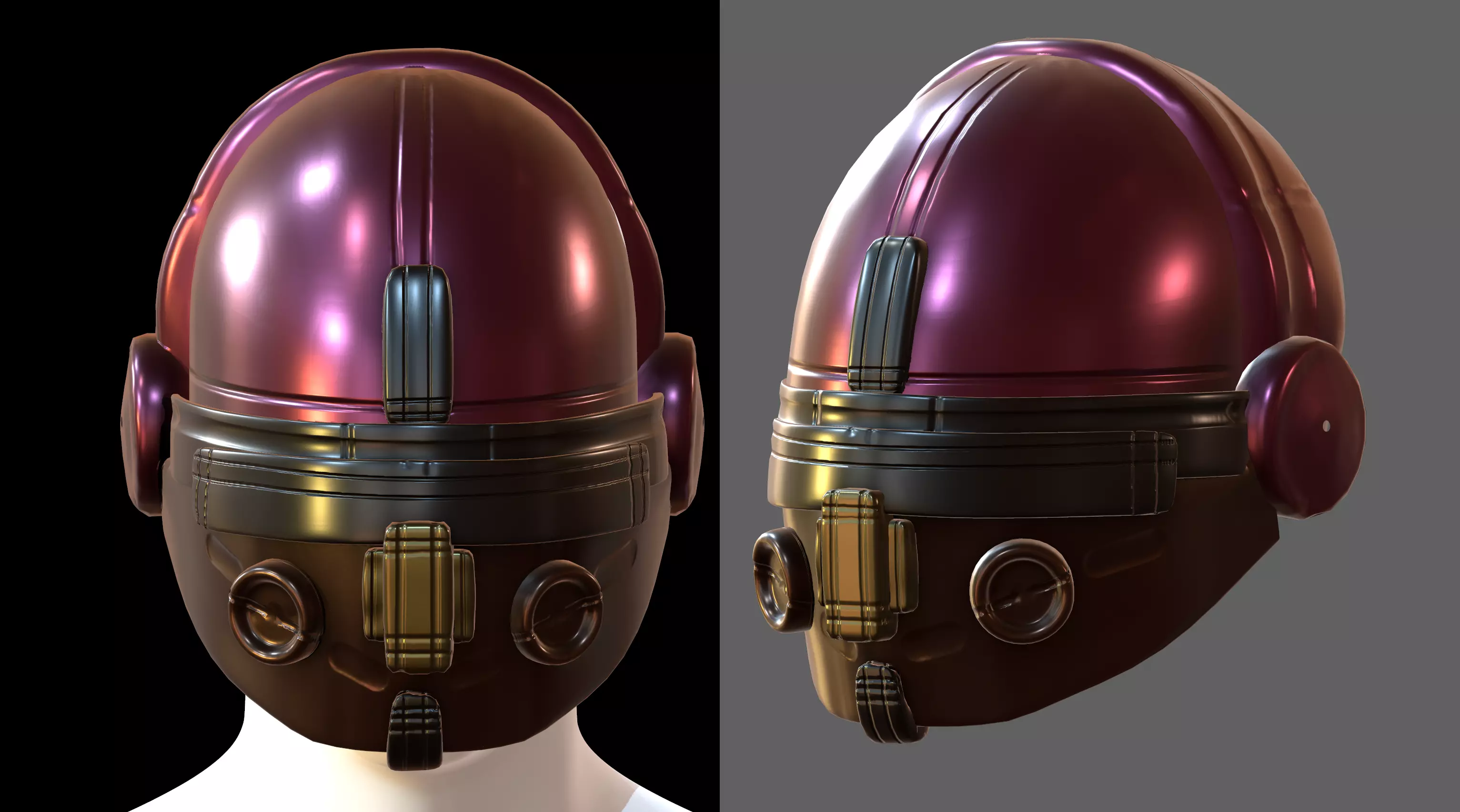 Gas mask helmet 3d model scifi Low-poly Low-poly 3D model_0