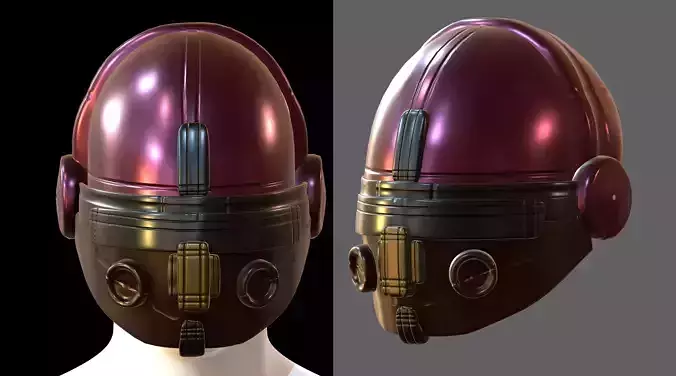 Gas mask helmet 3d model scifi Low-poly 