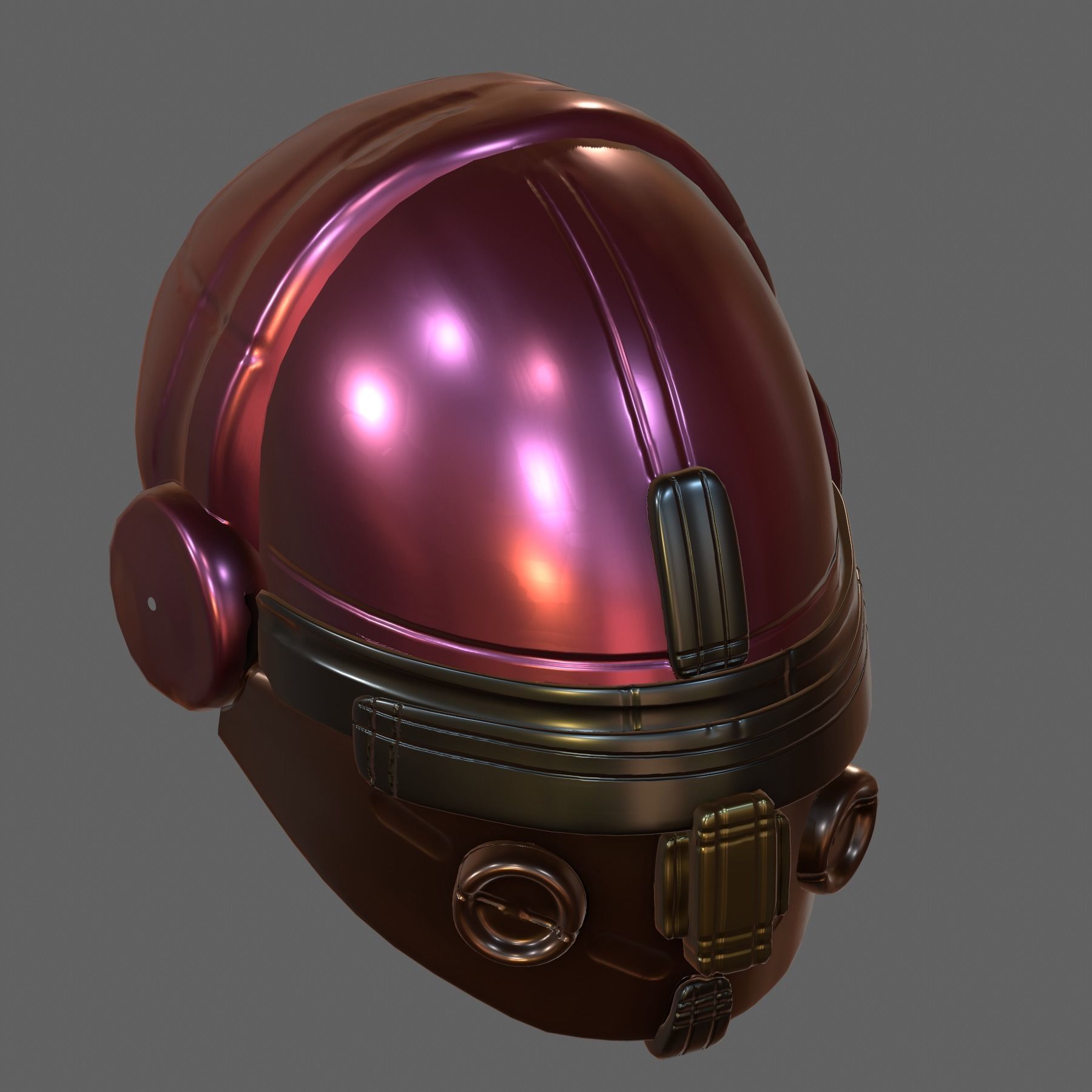 Gas mask helmet 3d model scifi Low-poly Low-poly 3D model_4