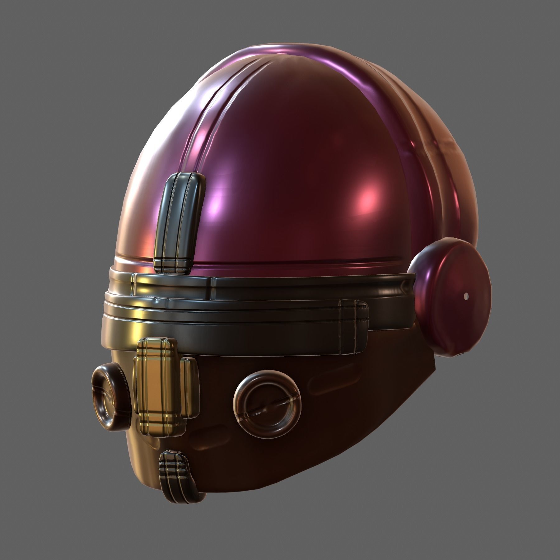 Gas mask helmet 3d model scifi Low-poly Low-poly 3D model_2