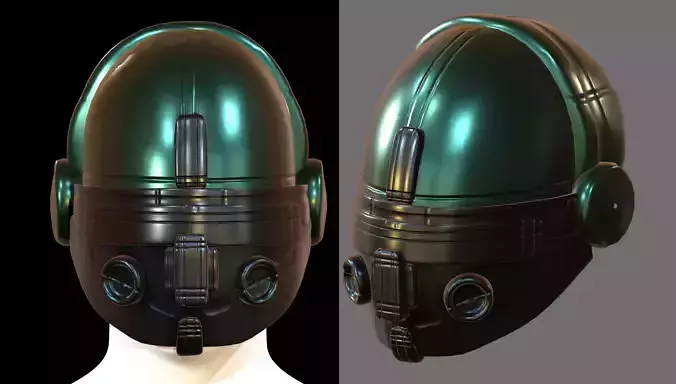 Gas mask helmet 3d model scifi Low-poly 
