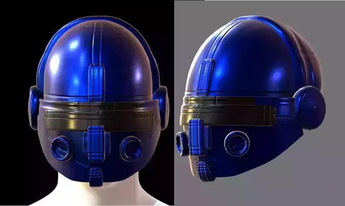 Gas mask helmet 3d model scifi Low-poly 
