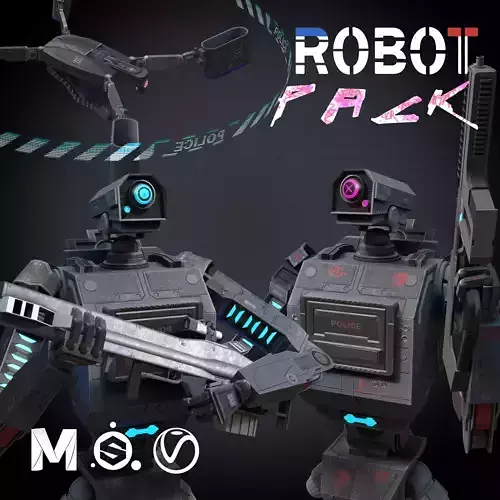 Sci-fi Robot pack Free low-poly 3D model