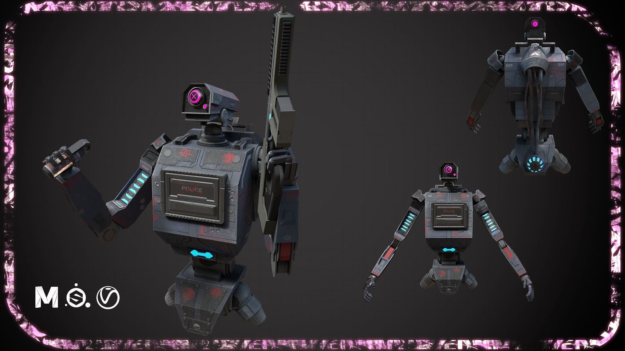 Sci-fi Robot pack Free low-poly 3D model_1
