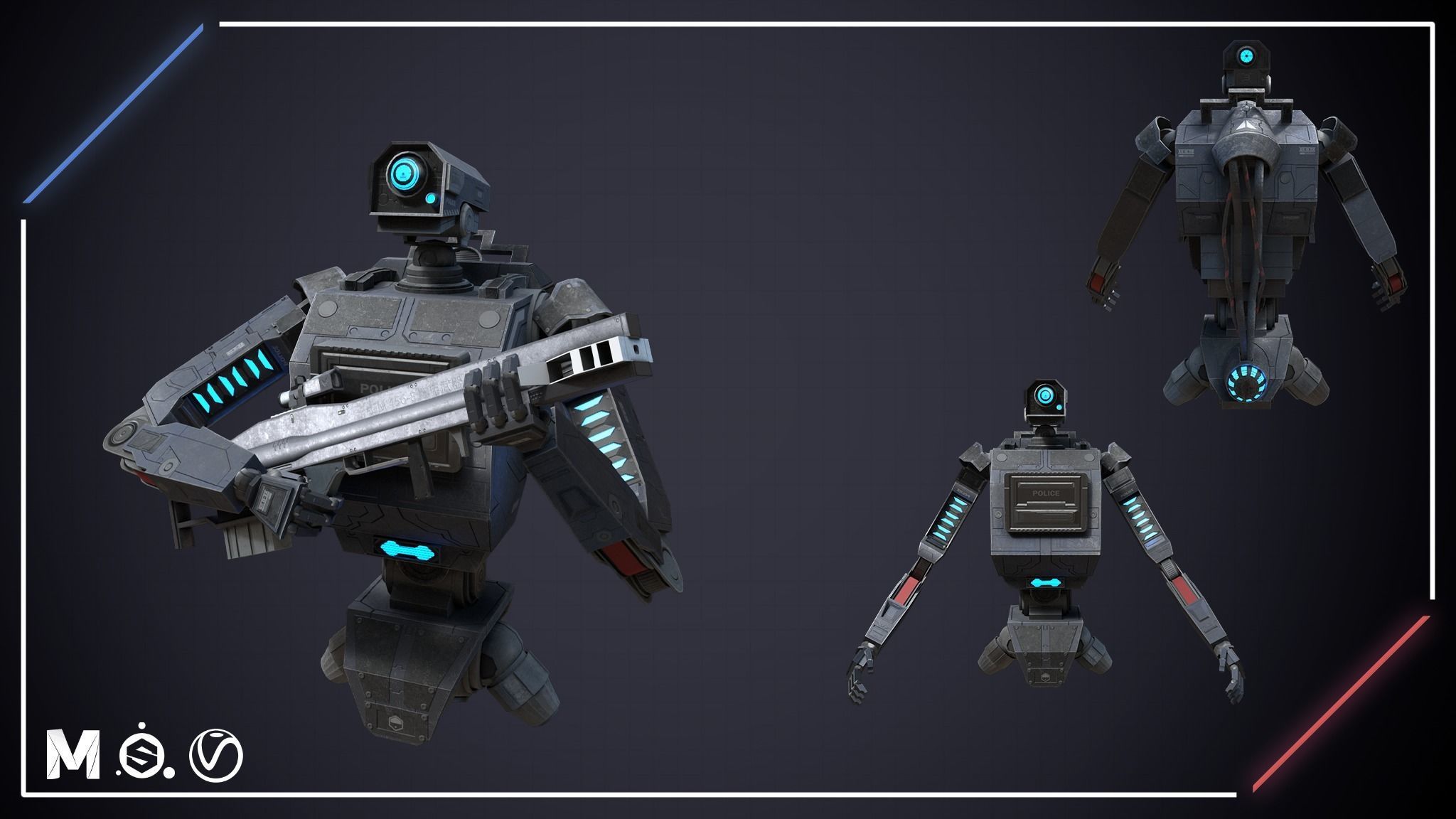 Sci-fi Robot pack Free low-poly 3D model_2