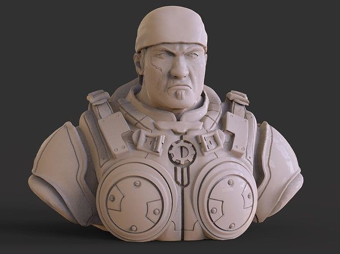 Marcus Fenix Bust 3D print model_3