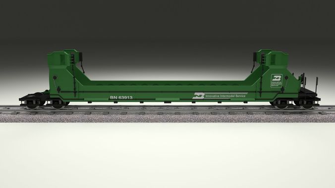 Green Train Well Car 3D model