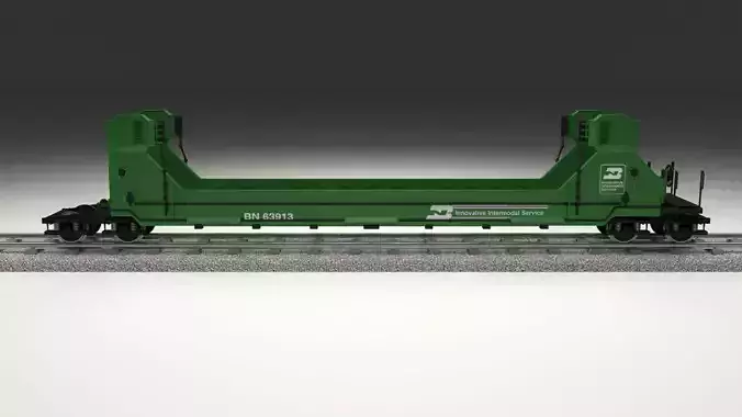 Green Train Well Car 3D model