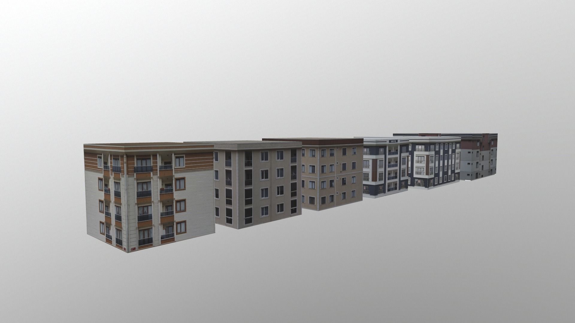 6 buildings in with one map Low-poly 3D model_3