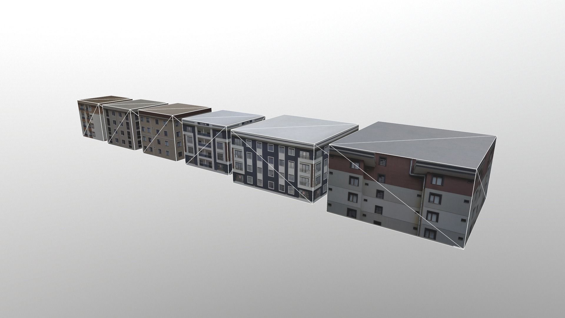 6 buildings in with one map Low-poly 3D model_2