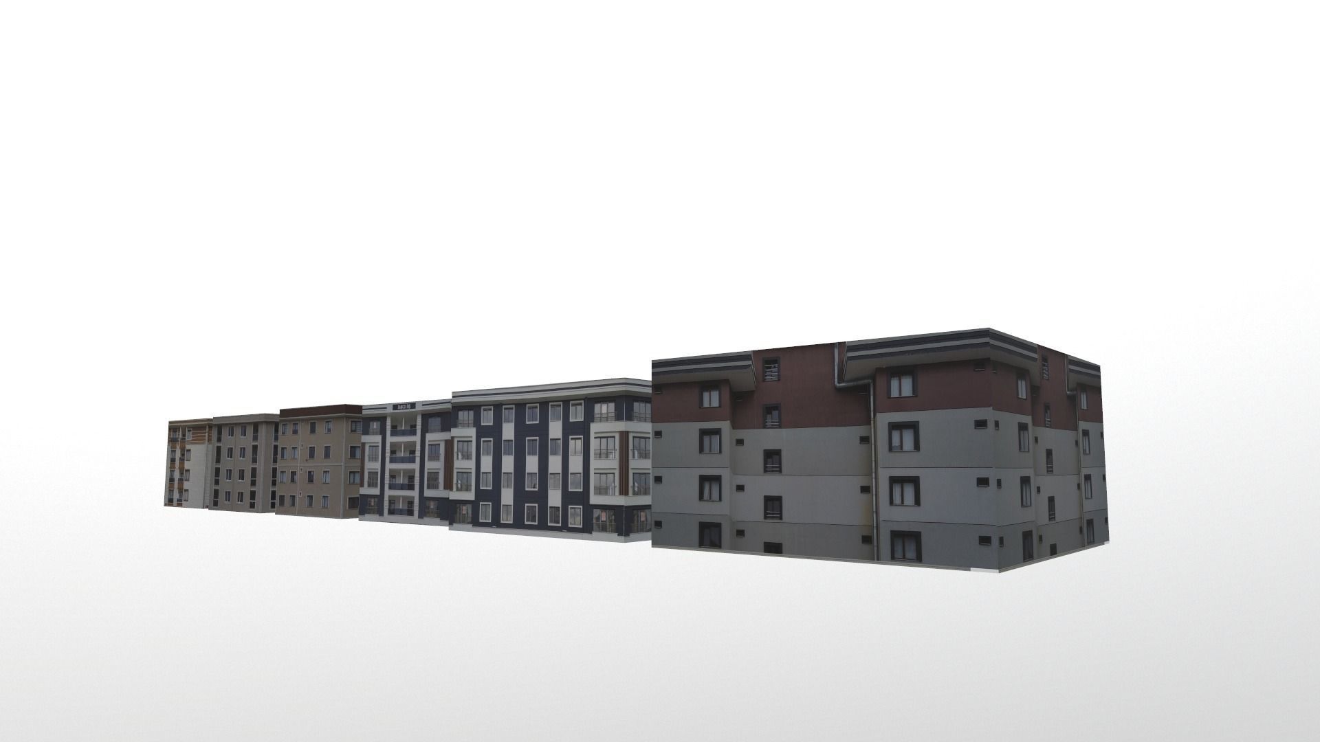 6 buildings in with one map Low-poly 3D model_5