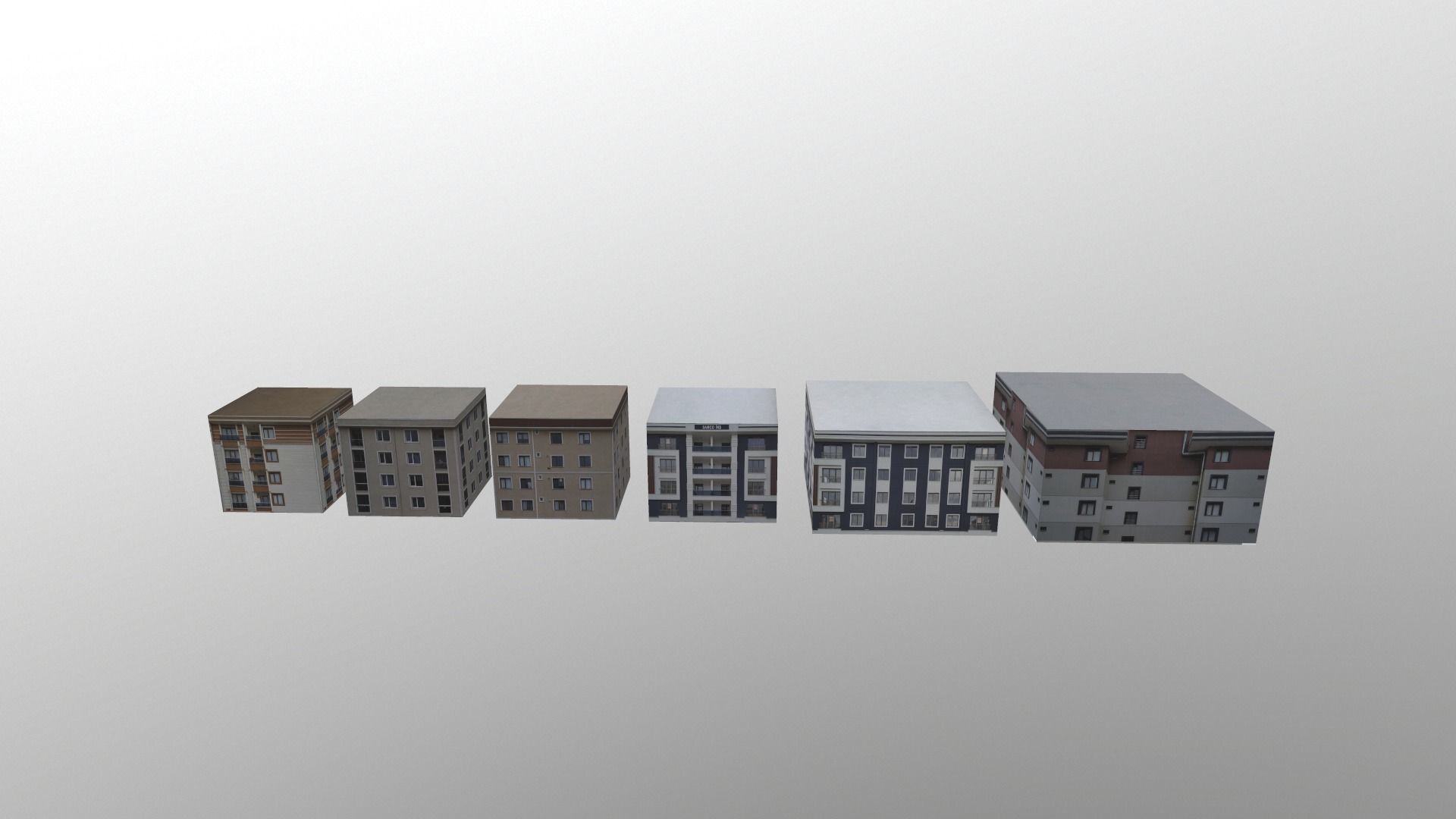6 buildings in with one map Low-poly 3D model_4