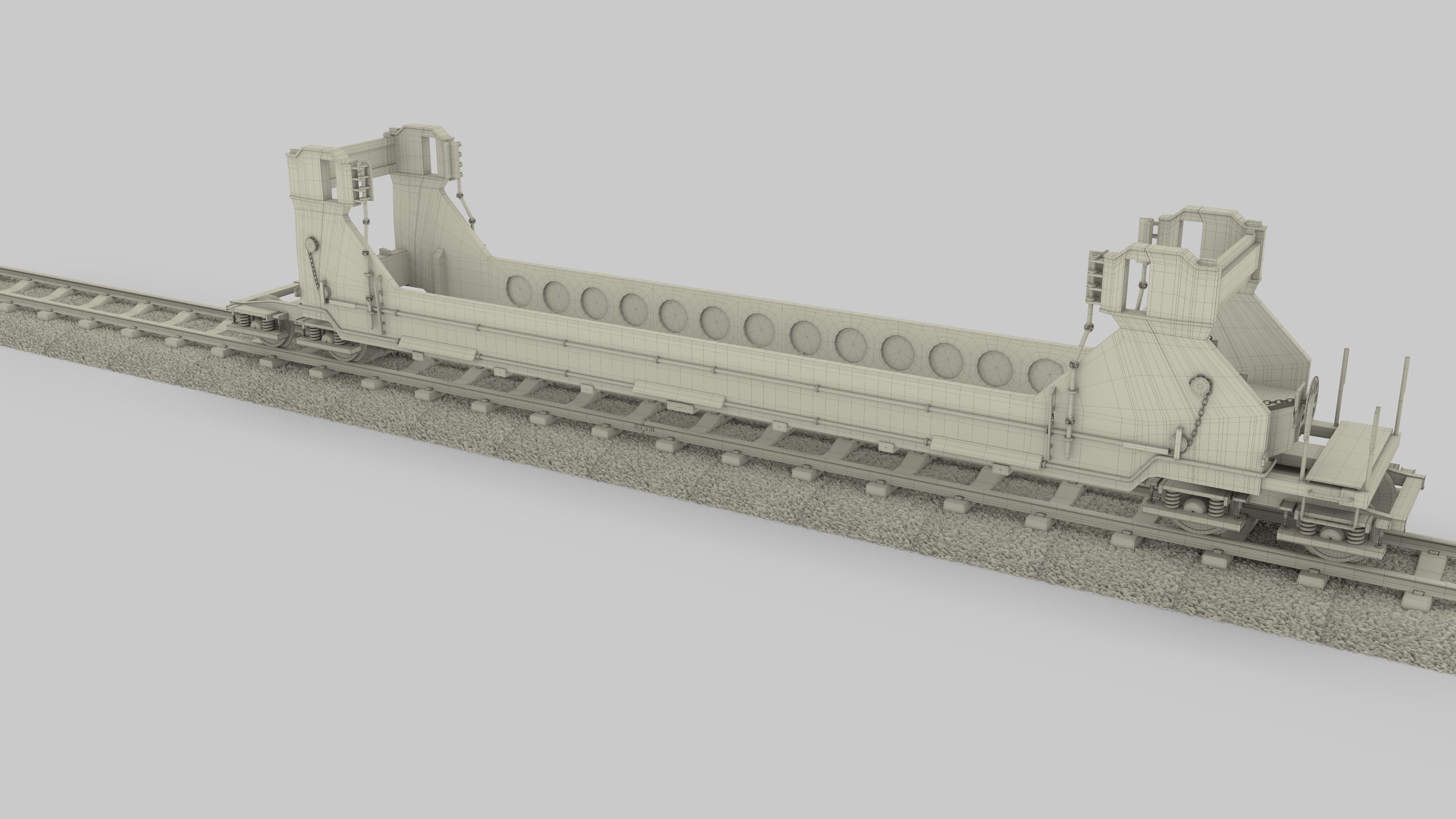 Red Train Well Car 3D model_18