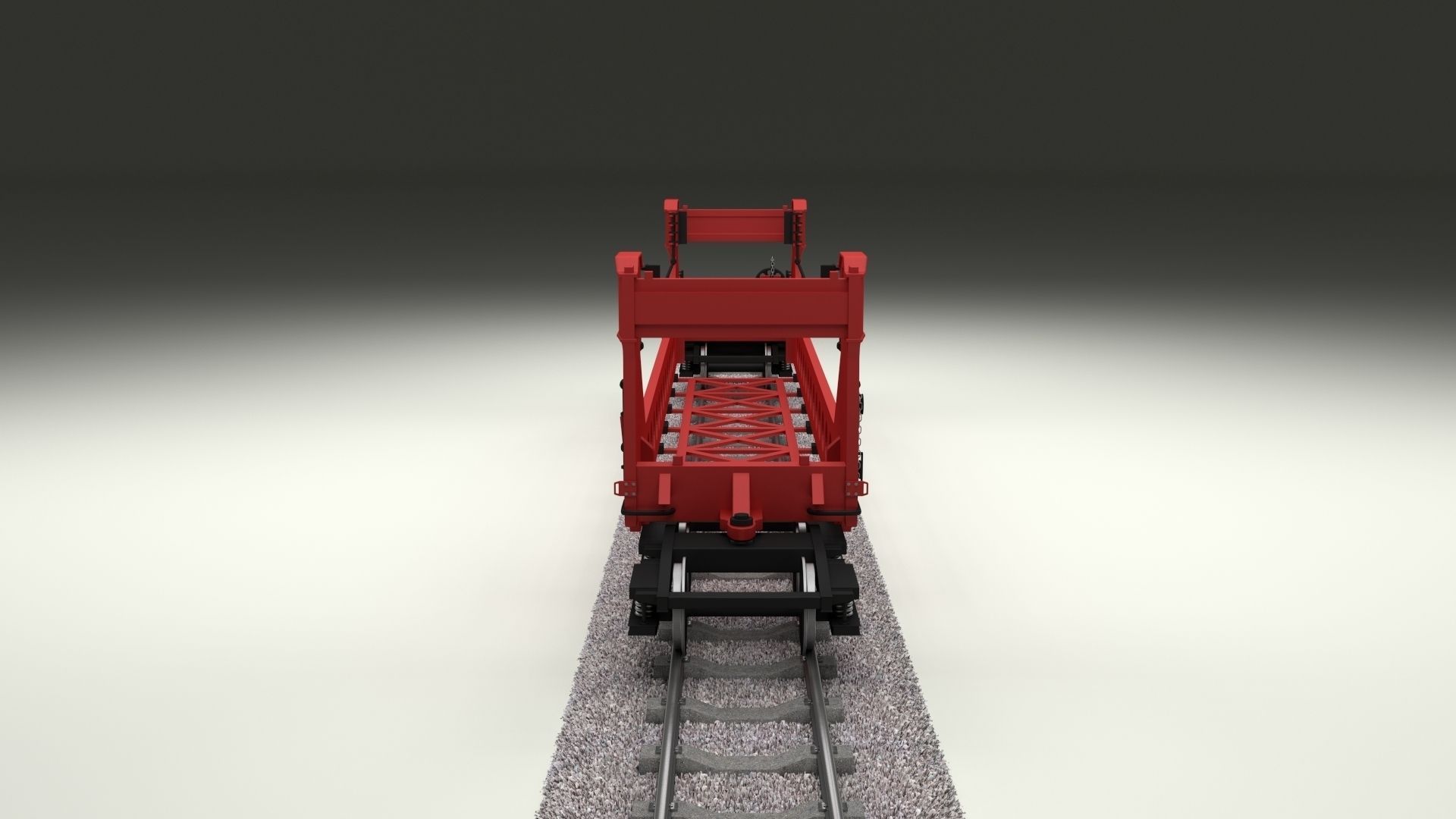Red Train Well Car 3D model_4