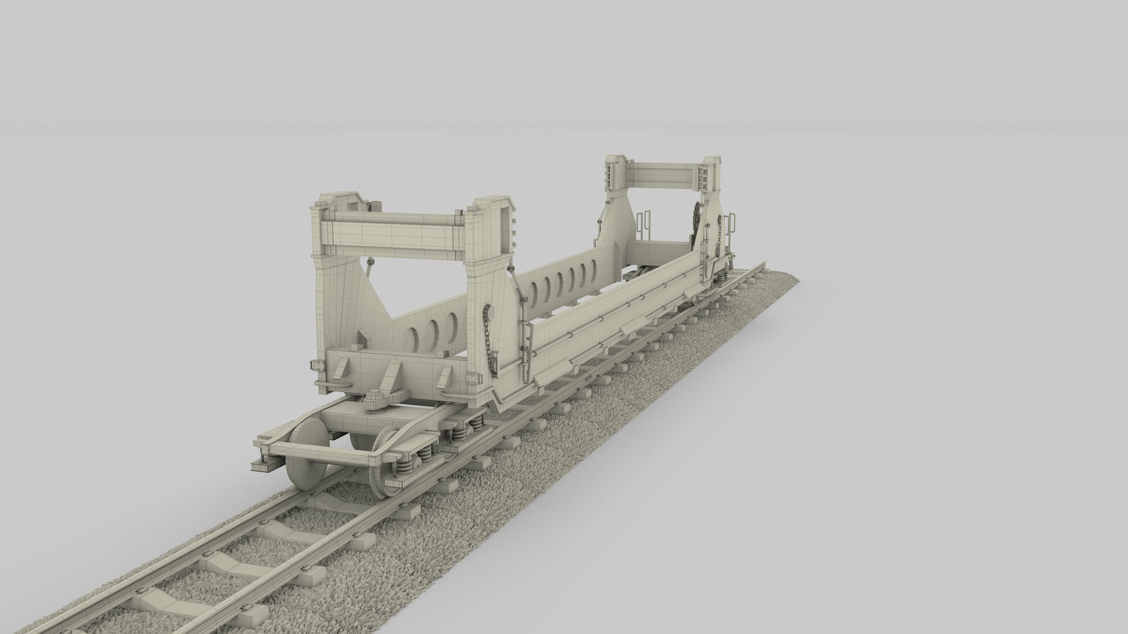 Red Train Well Car 3D model_20