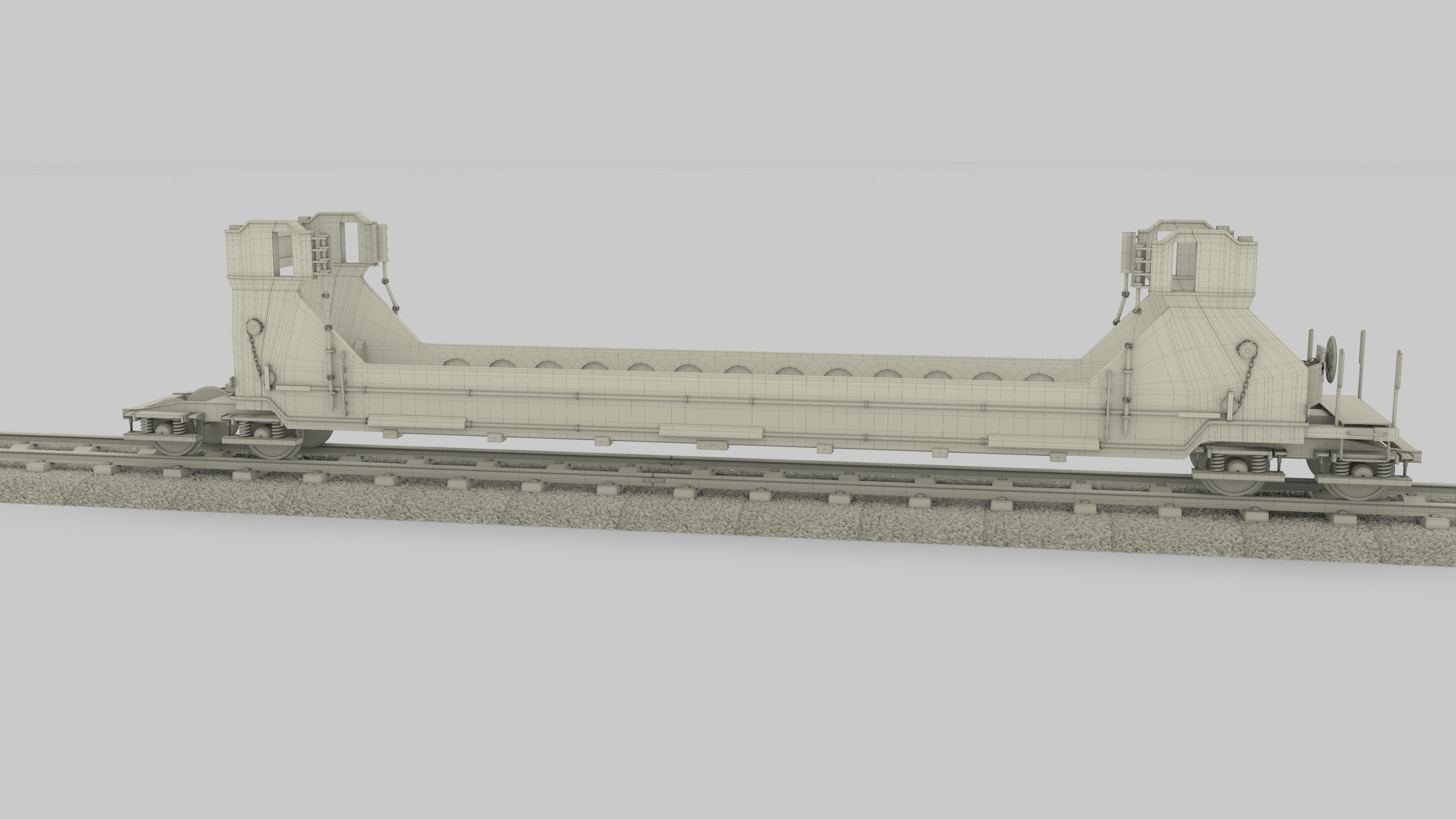 Red Train Well Car 3D model_21