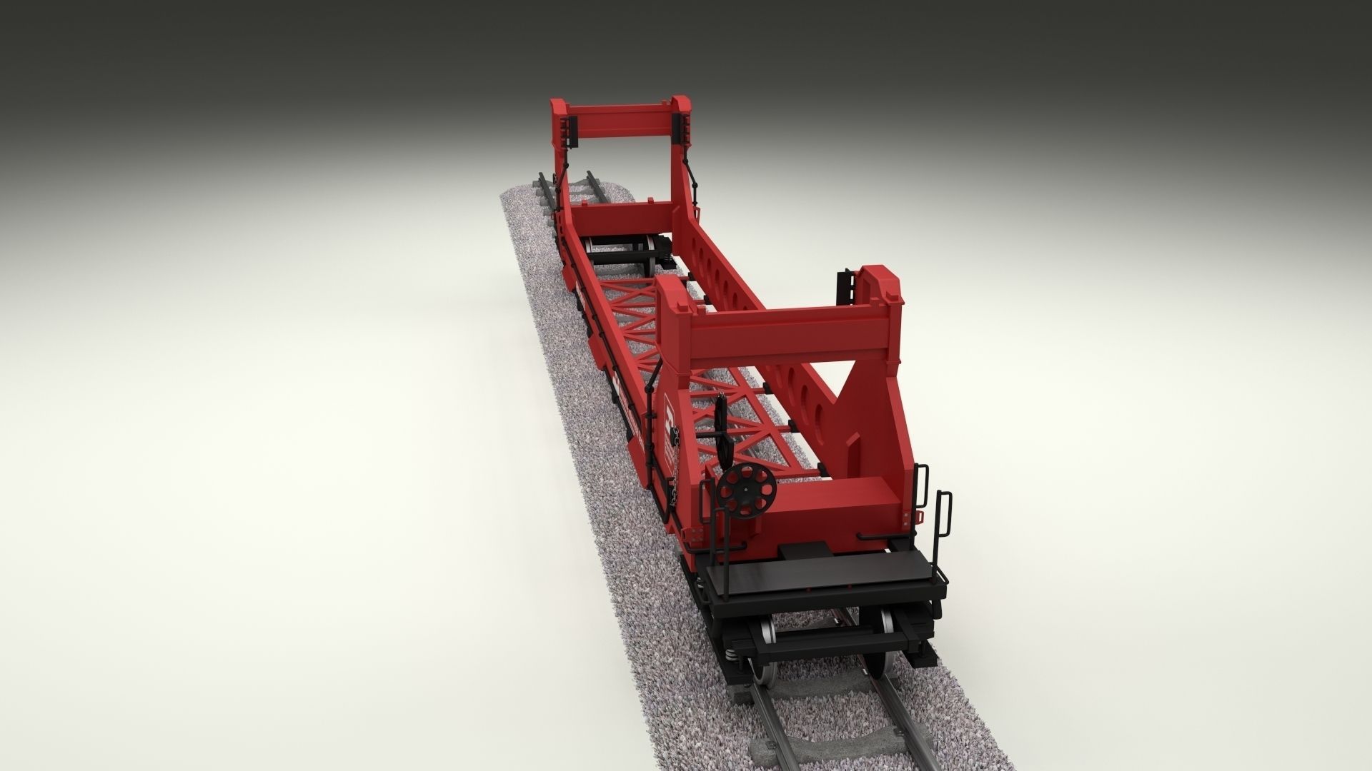 Red Train Well Car 3D model_2