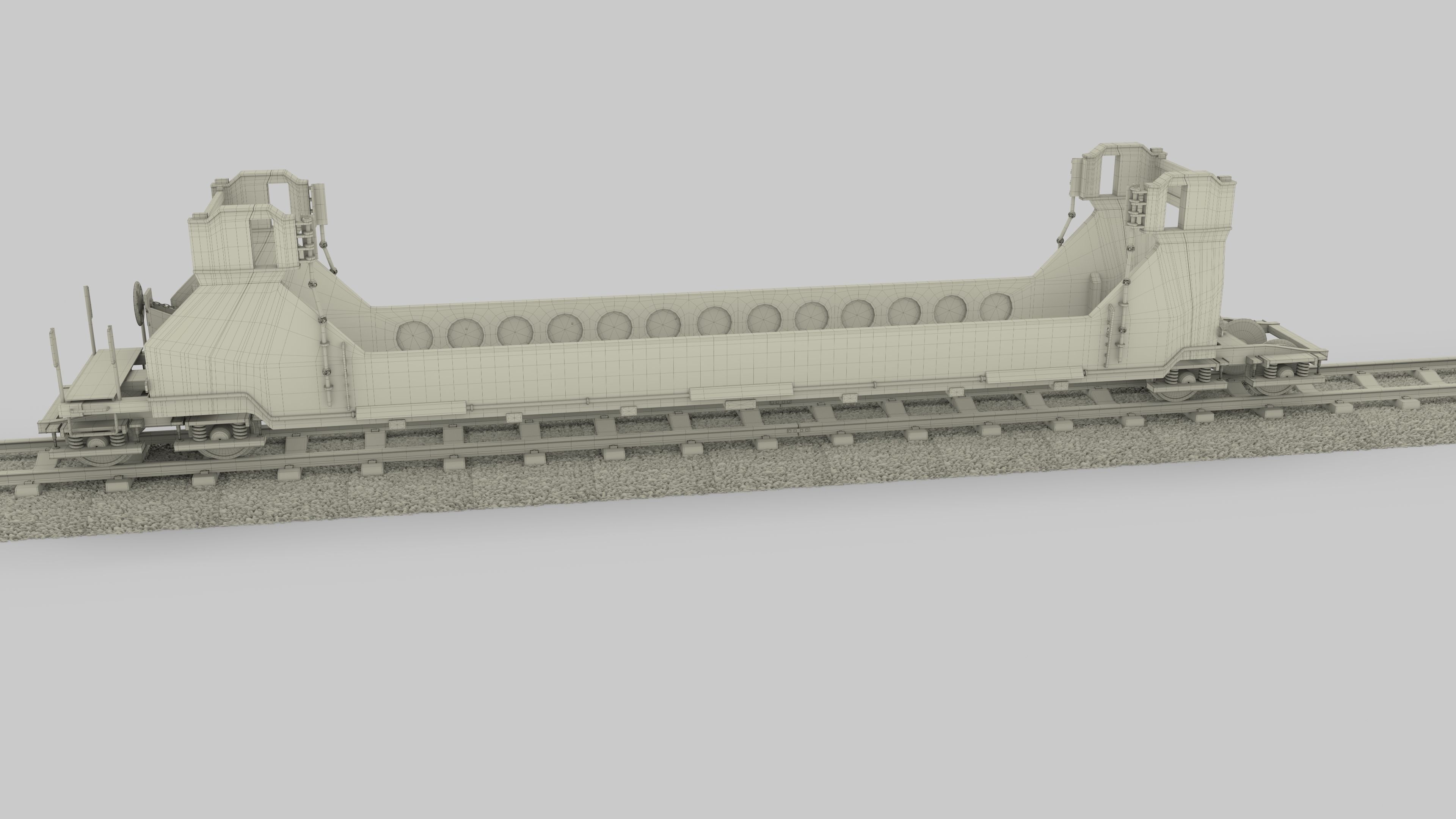 Red Train Well Car 3D model_5