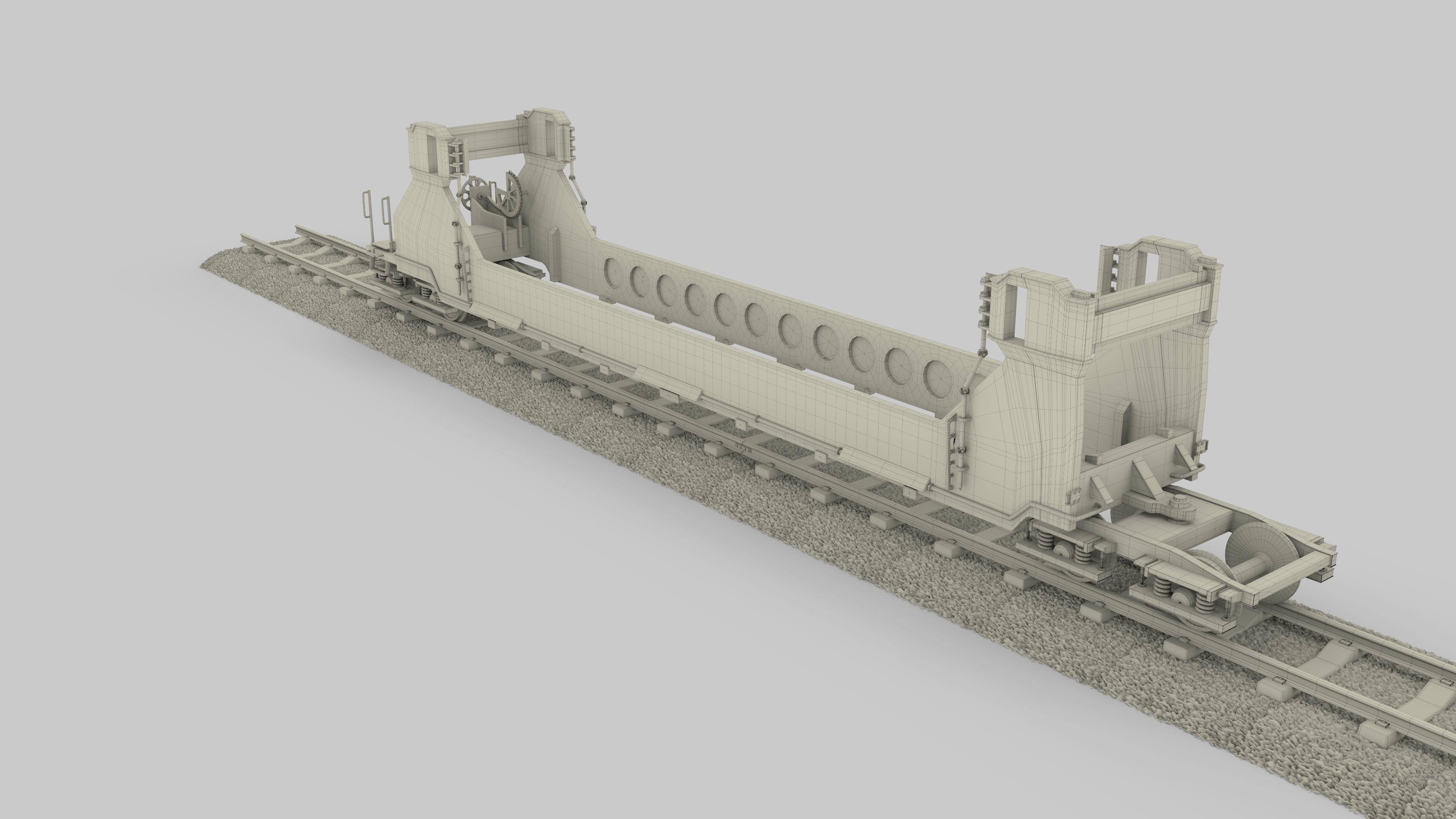 Red Train Well Car 3D model_29