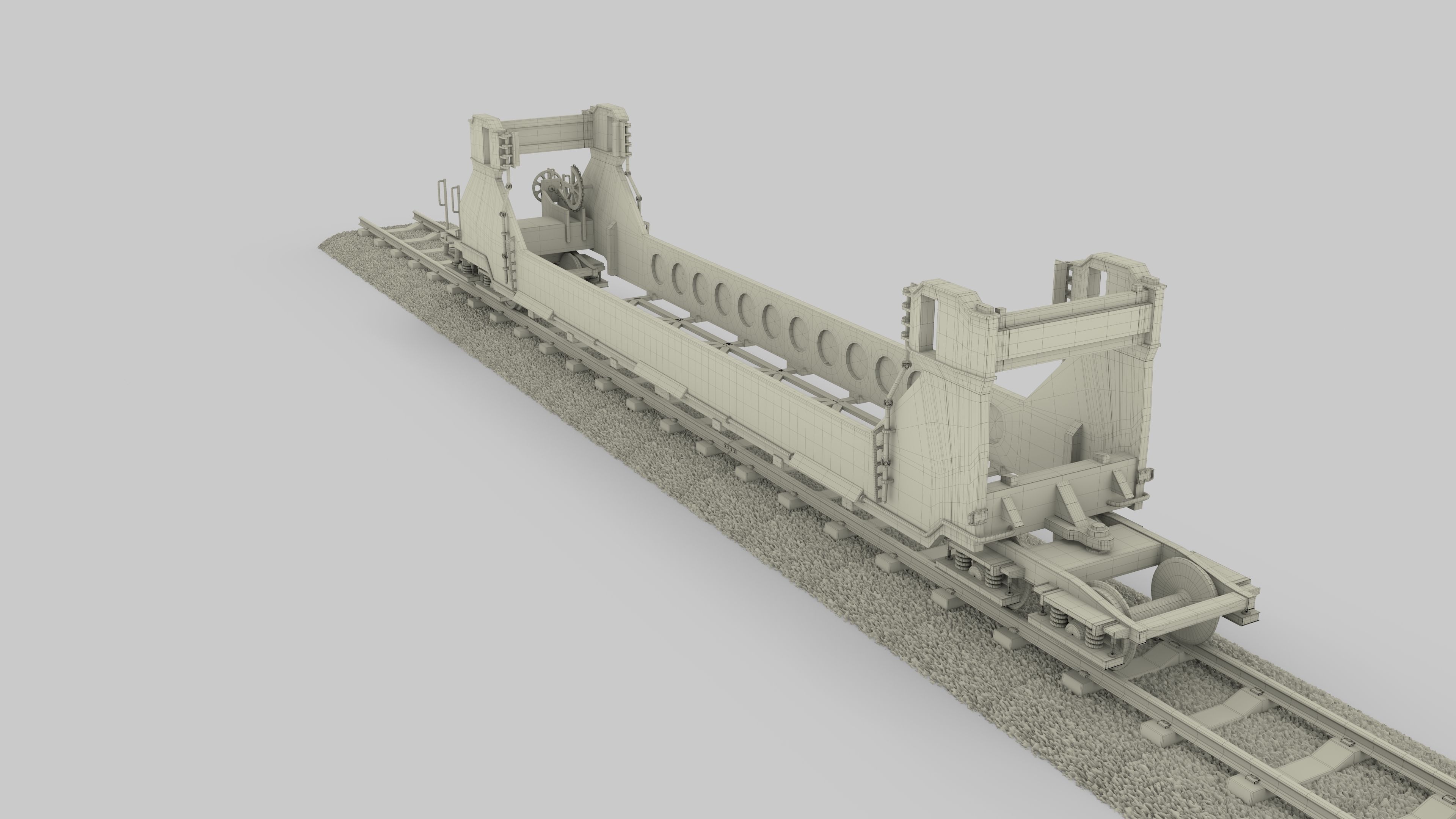 Red Train Well Car 3D model_17