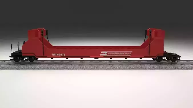Red Train Well Car 3D model
