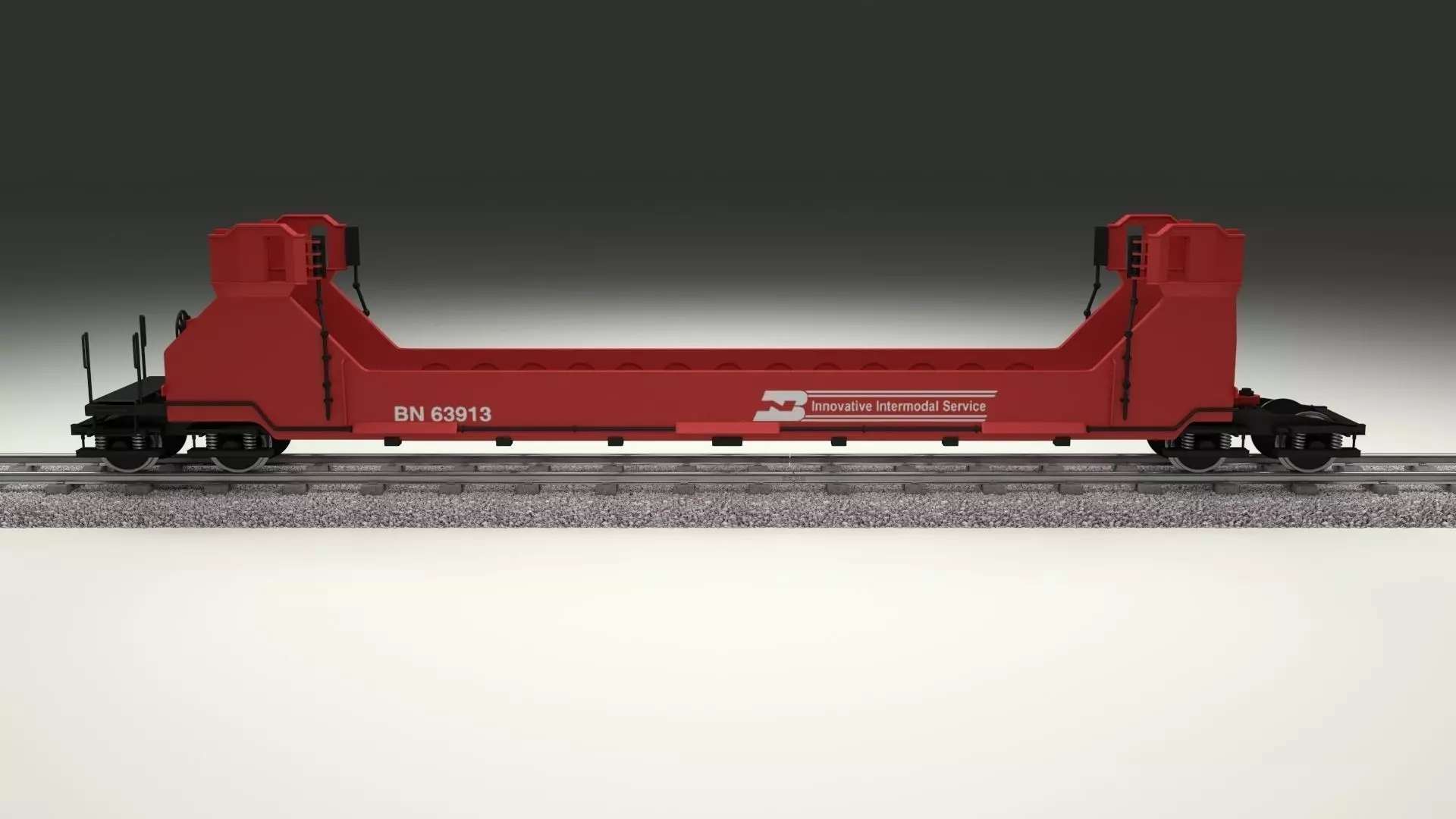 Red Train Well Car 3D model_0