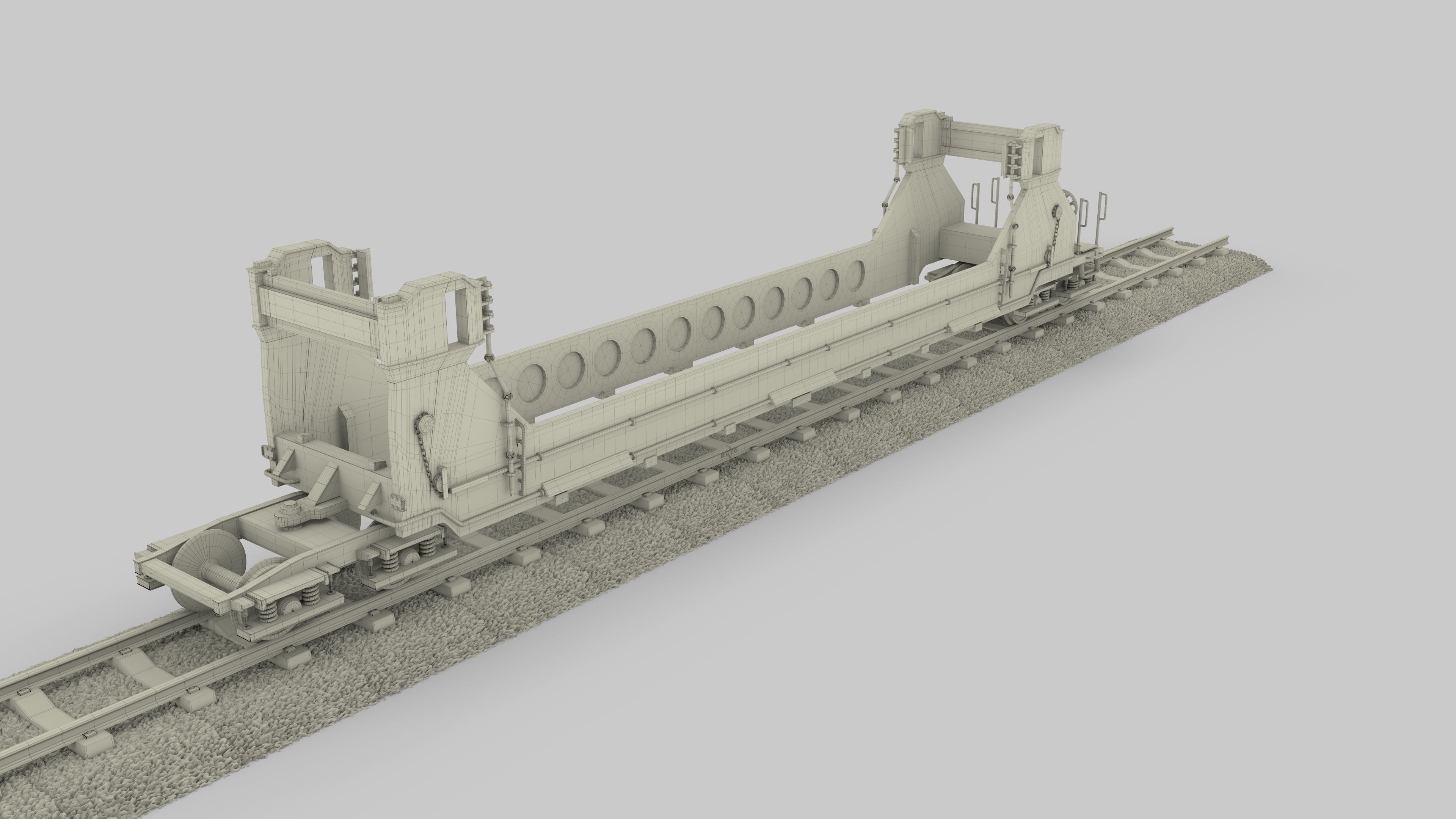 Red Train Well Car 3D model_6