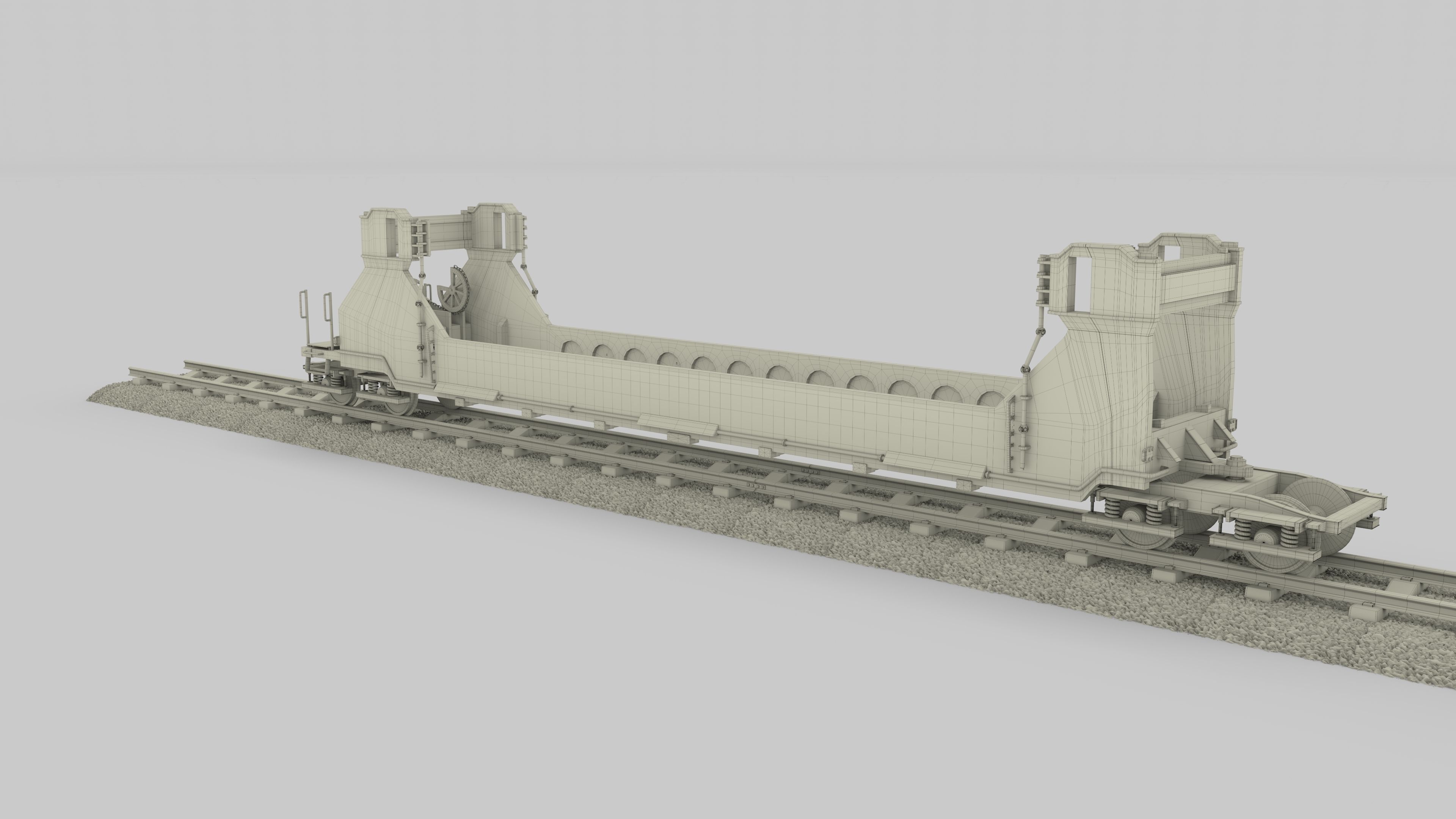 Red Train Well Car 3D model_22