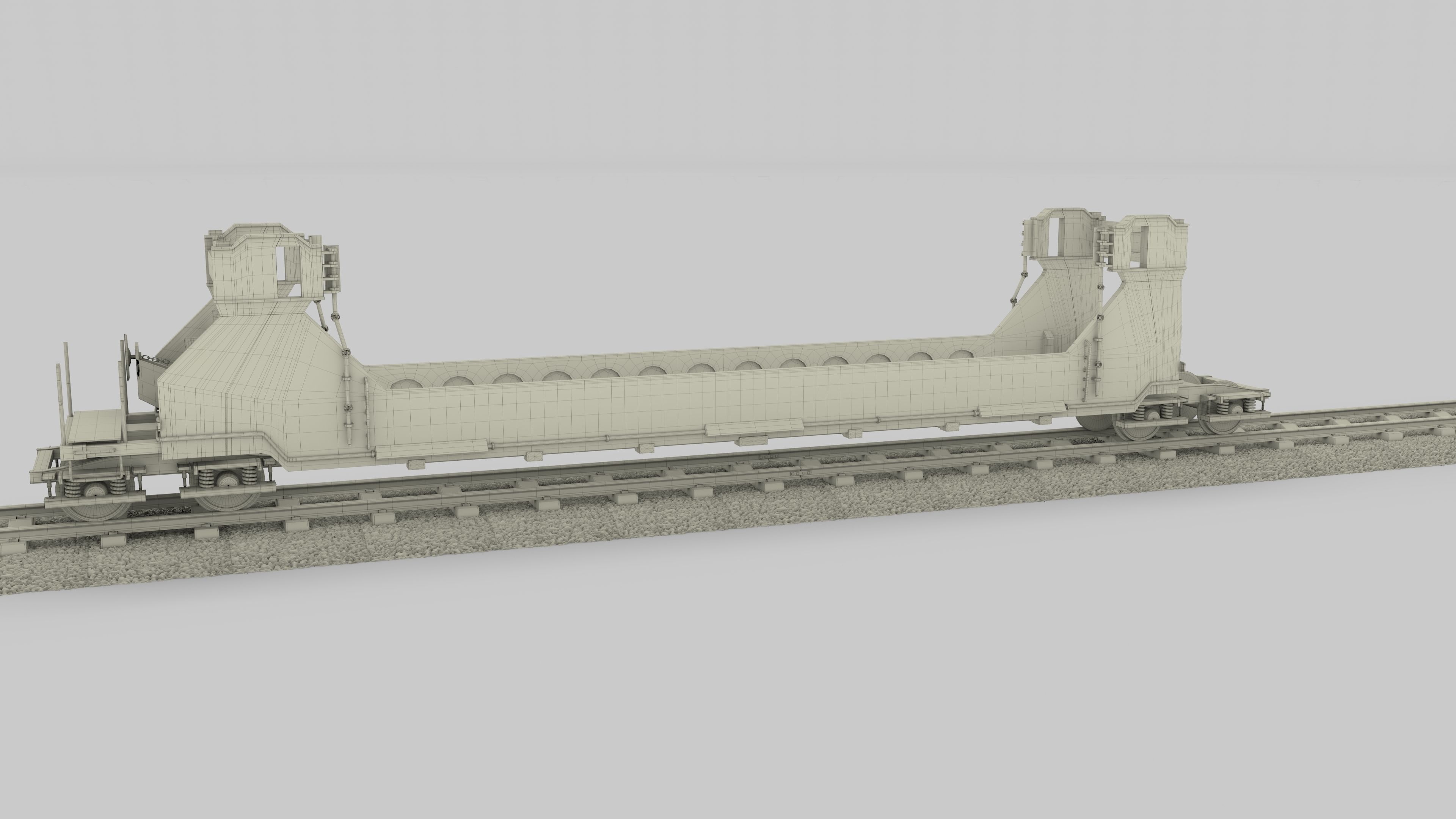 Red Train Well Car 3D model_28