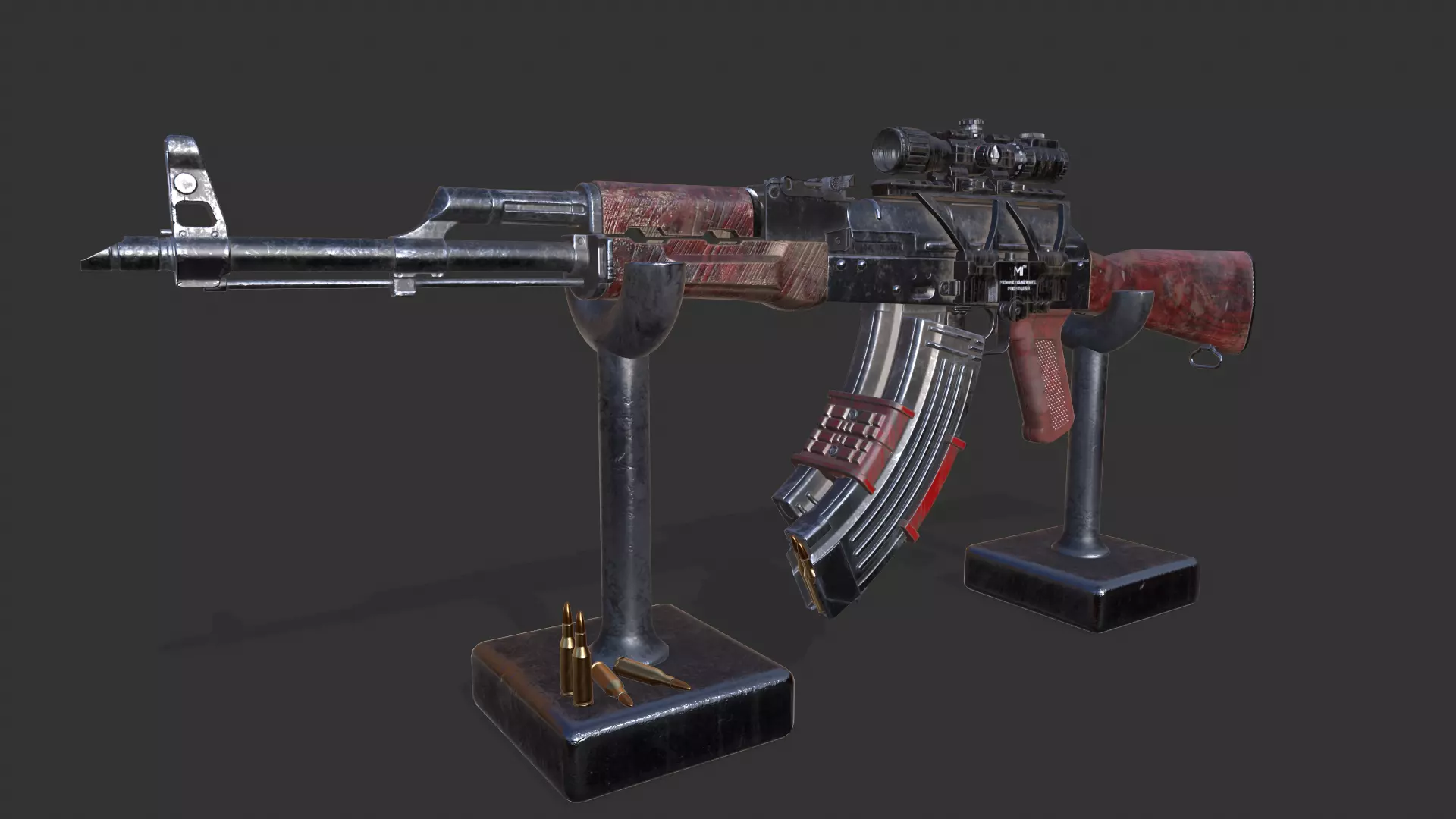 ak47 with utg 3-9 scope and pitcinny rail 3D model
