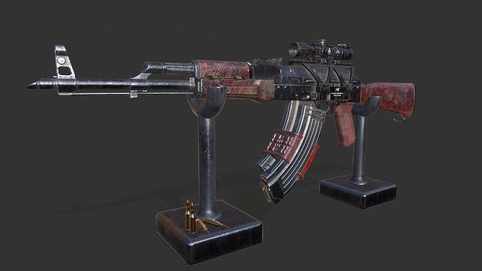 ak47 with utg 3-9 scope and pitcinny rail 3D model