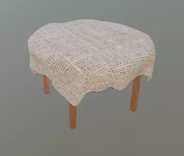 TableWithCloth burlap covered table with wooden legs Free low-poly 3D model_0