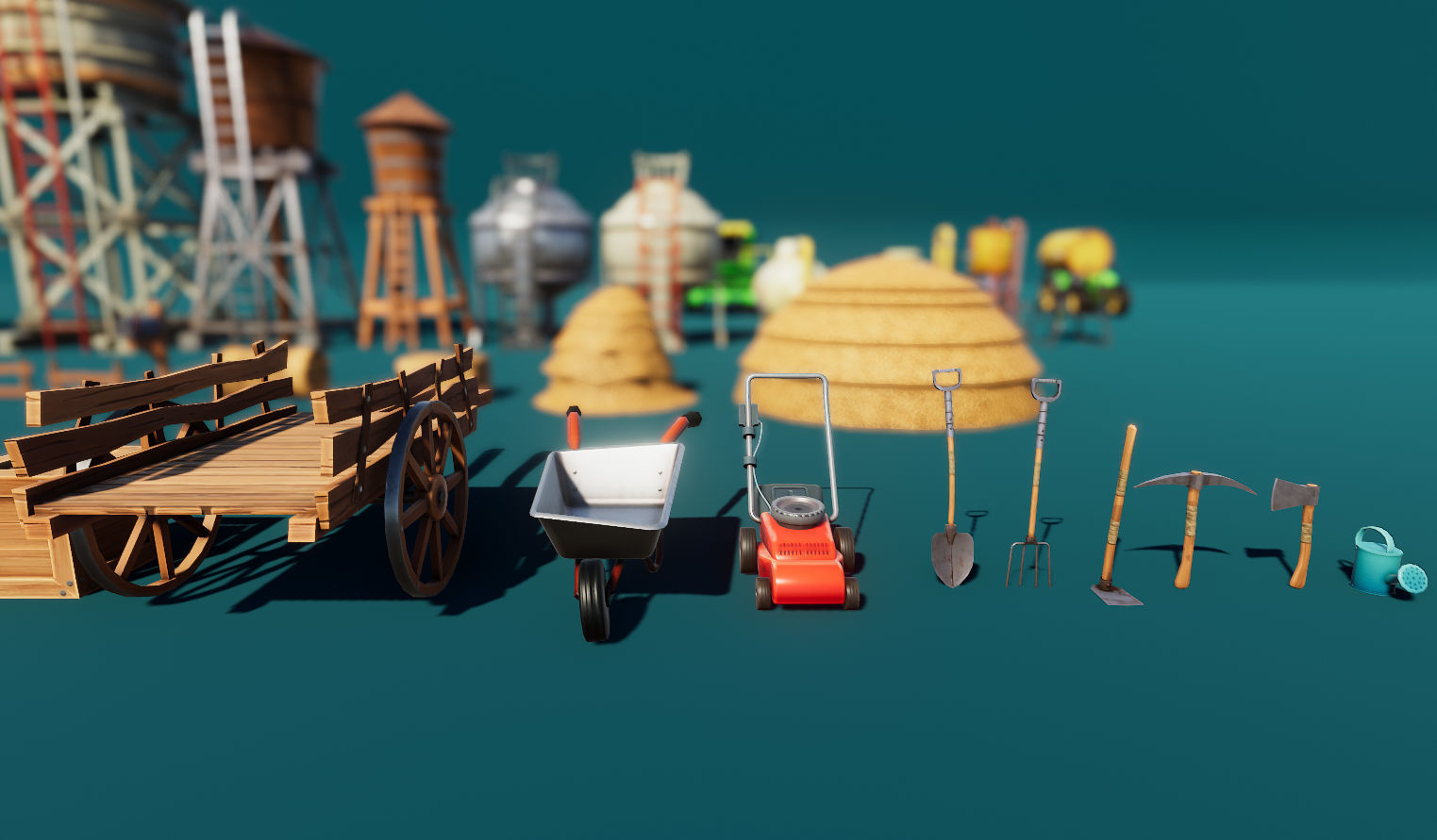 Farm Tools and Supplies Stylized Low-poly 3D model_5