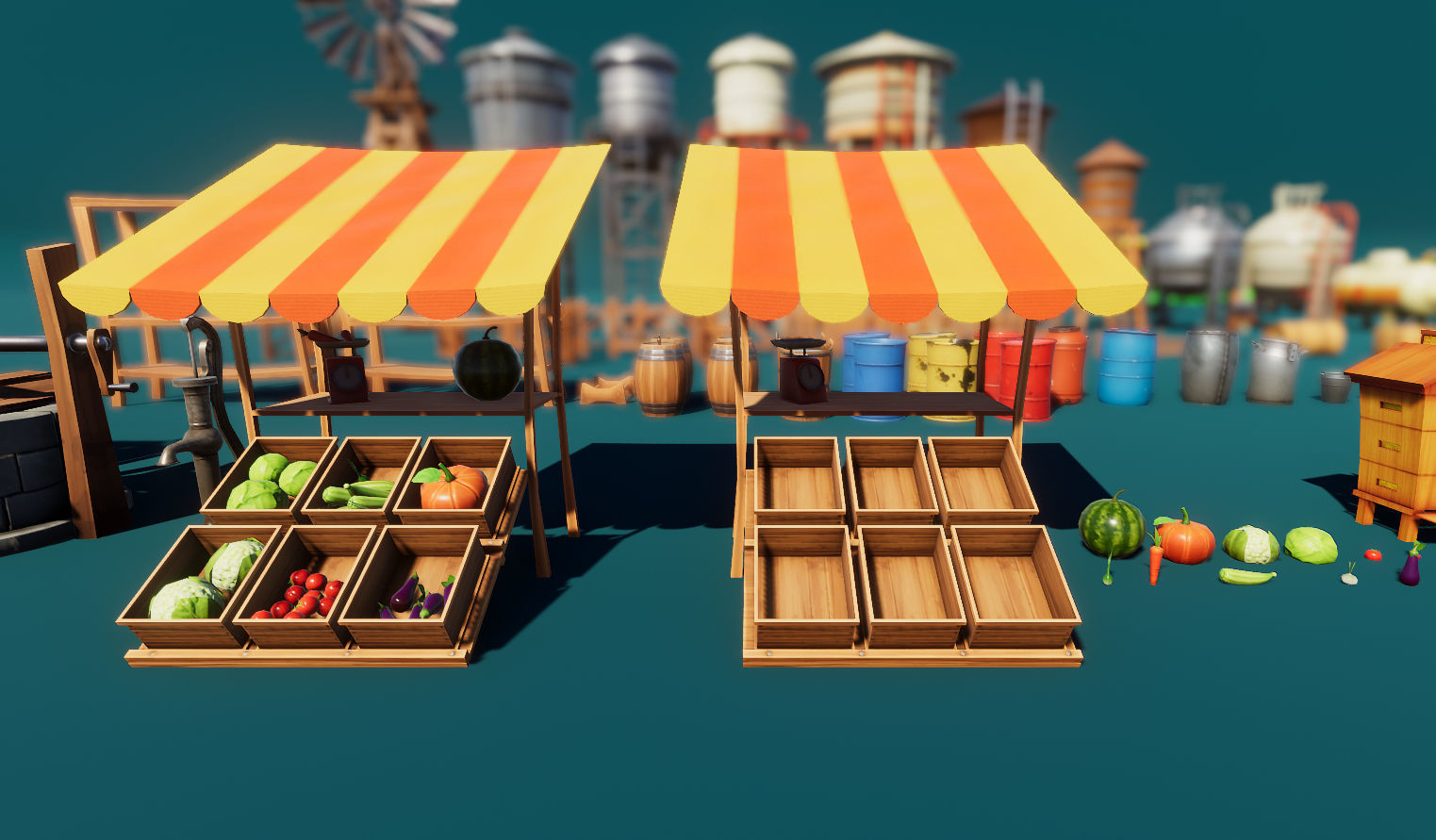Farm Tools and Supplies Stylized Low-poly 3D model_2