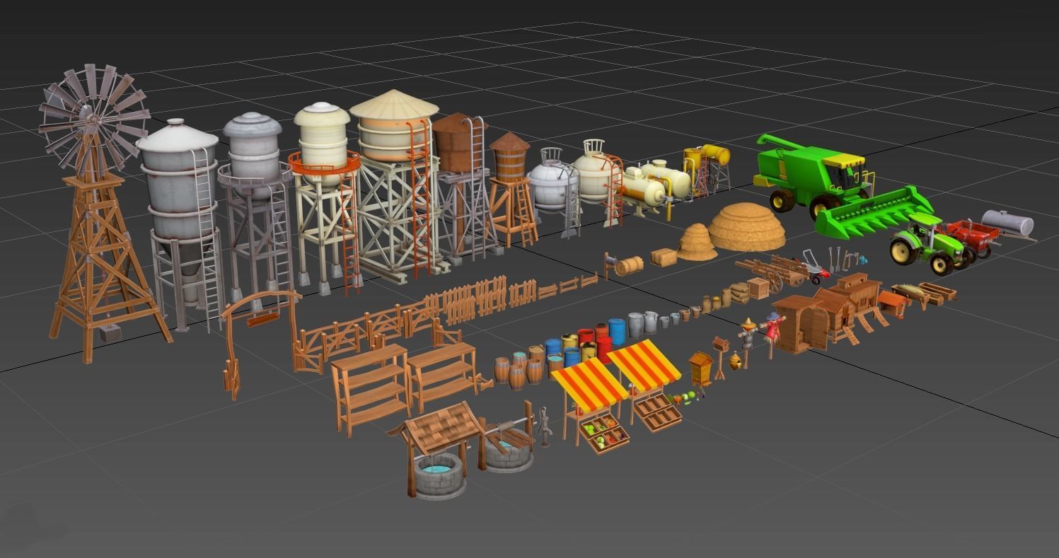 Farm Tools and Supplies Stylized Low-poly 3D model_11